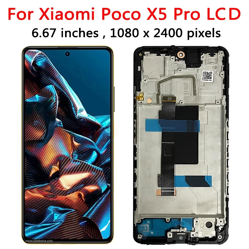 6.67\'\'new amoled poco x5pro LCD for Xiaomi Poco X5 Pro LCD 22101320G, 22101320I Display screen digitizer Assembly Replaceme