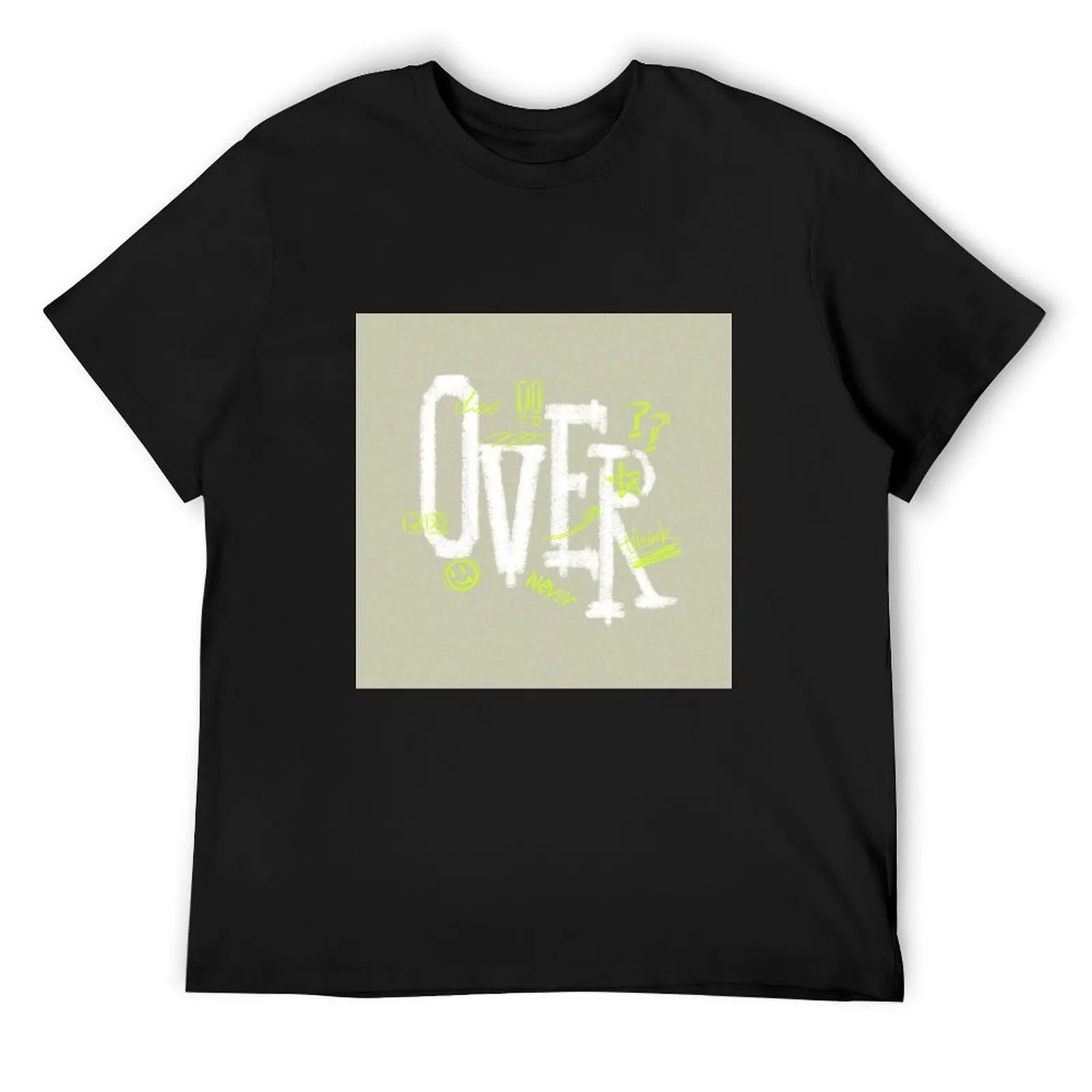Distressed Graffiti Slogan Neon Smiley Black Tee Urban Trendy Breathable Summer Daily Short Sleeve T-shirt