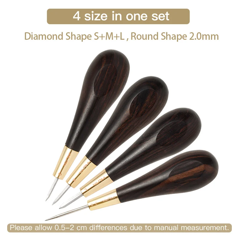 WUTA 2. Generation Ledernähte Ahle Diamantform Ebenholz Blackwood & Messing Bastelwerkzeug Handnähen Ahle DIY Stitcher Taper