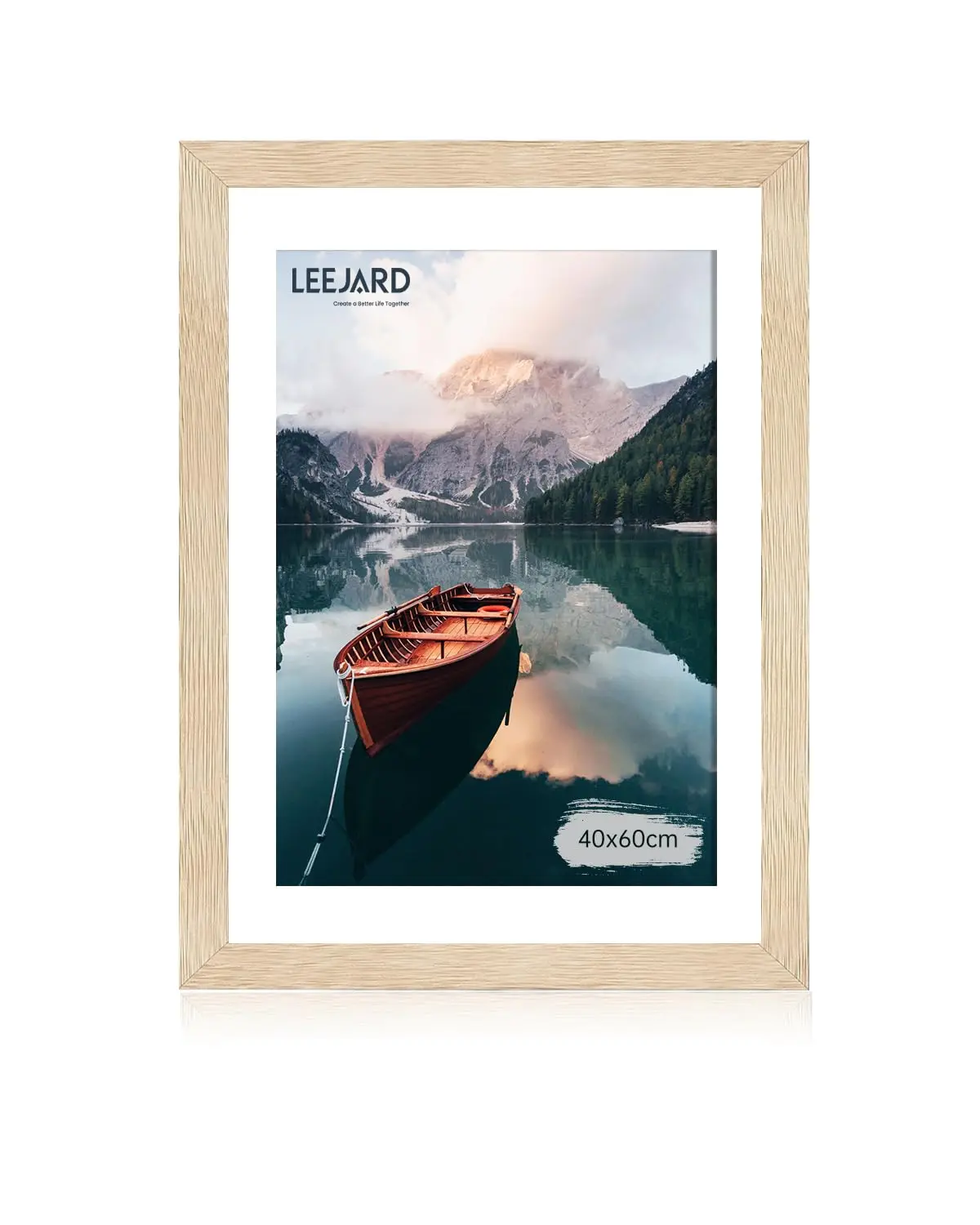 LEEJARD Holz Bilderrahmen 40x60 cm & 50x70 cm mit bruchsicherem Plexiglas, Hoch- und Querformat nutzbar, mit Aufhängehaken für Wanddekoration