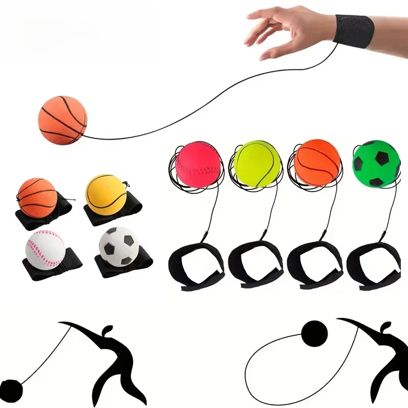 1-64PCS Nieuwe Elastische Terugkeer Spons Bal Nylon String Game Oefeningen Rubberen Hand Bal Kinderen Speelgoed Vinger band Bal Outdoor Yoga Bal - afbeelding 2