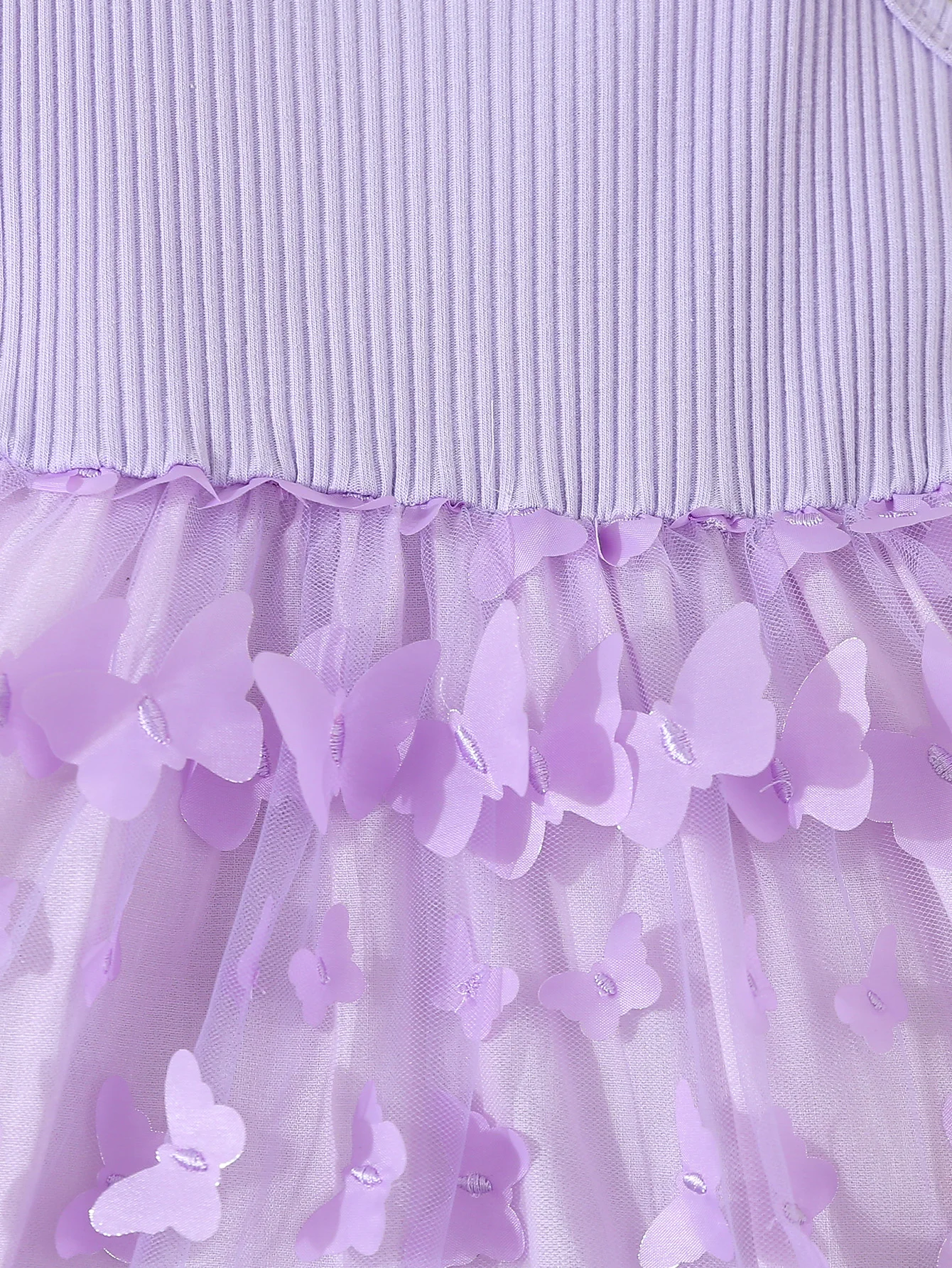 Sommerkleid für Kleinkinder und Mädchen mit Schmetterlings-Dekor und Mesh-Einsätzen, Elegantes Ärmelloses Prinzessinnenkleid – Detail 6