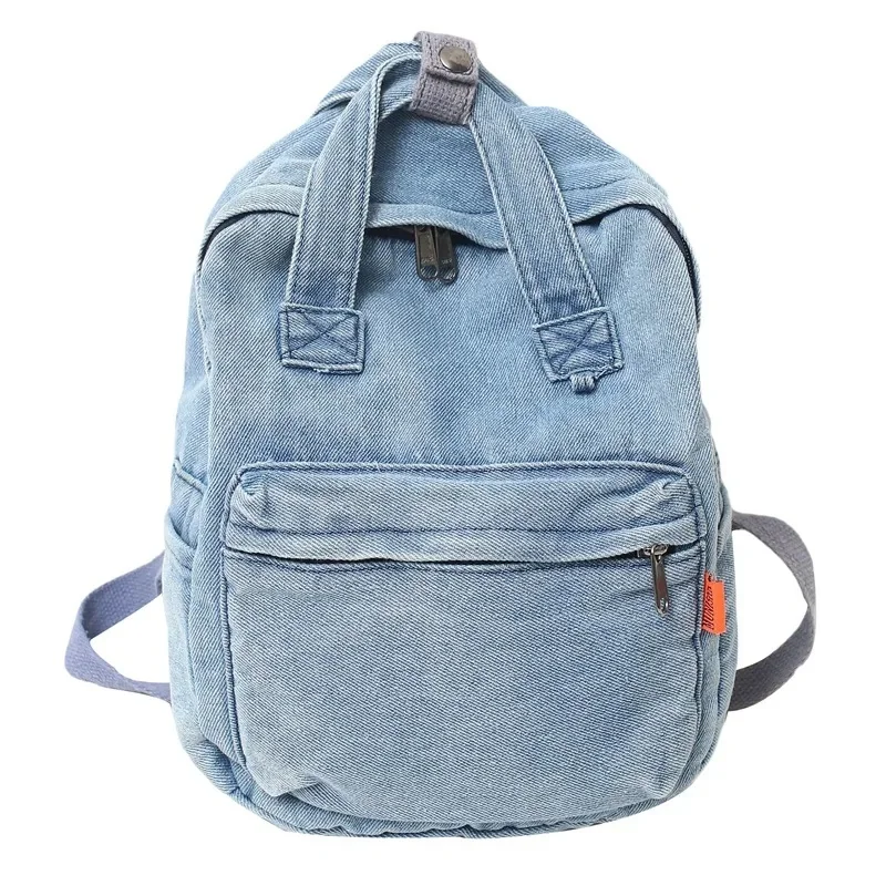 Damski plecak z denimu w stylu vintage, modny, stylowy plecak szkolny z płótna dla nastolatków, plecak na laptopa dla uczennic i uczniów, torba podróżna. — zdjęcie 2