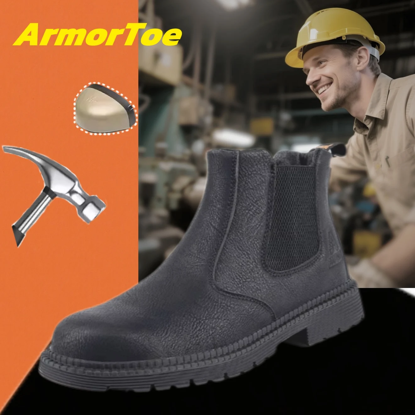 

ArmorToe Steel Head Anti-smash Anti-stabbing Safety Shoes Waterproof Non-slip Work Shoes Breathable Soft Shoes #Armor2819