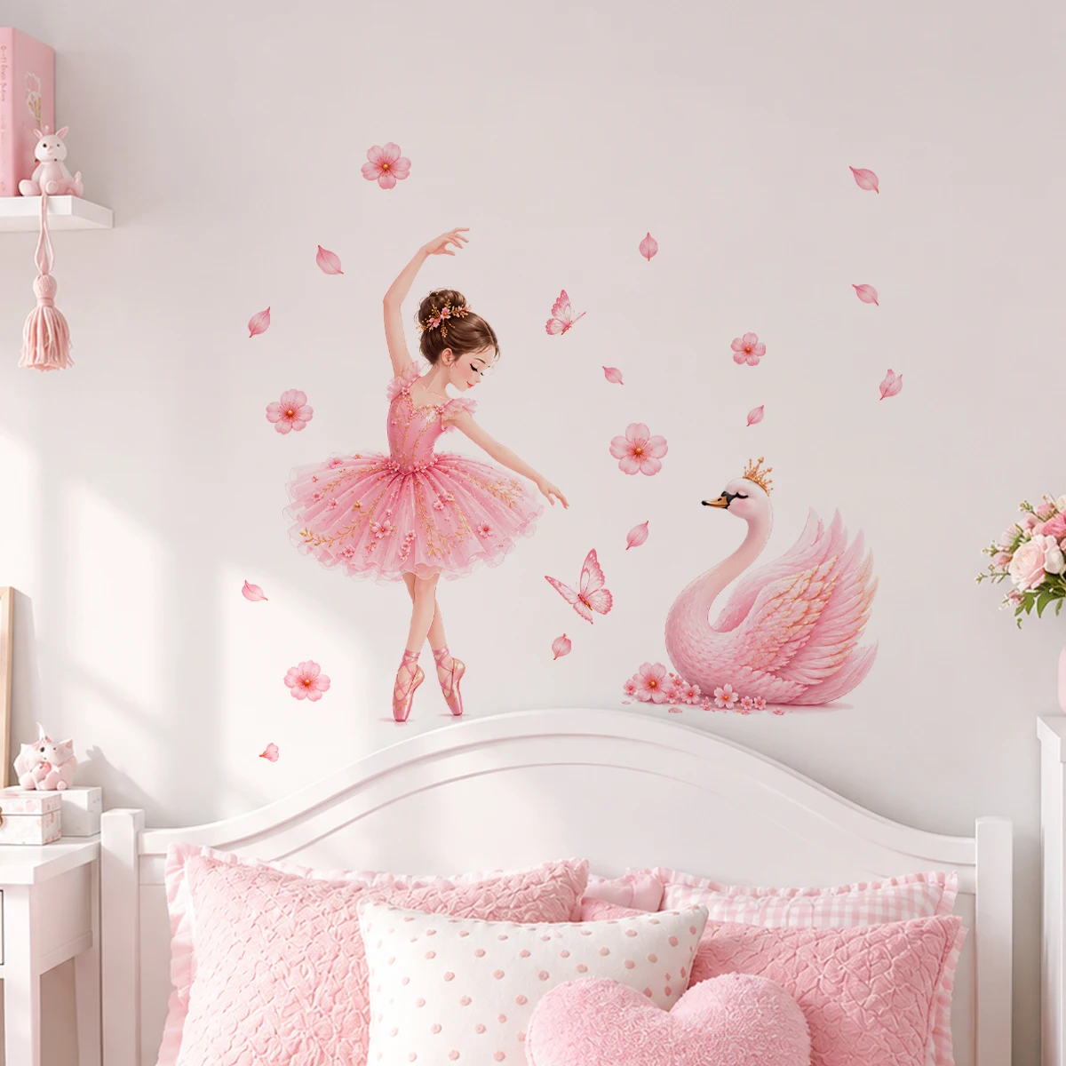 Ballet Girl Wall Decal Swan Unicorn Wall Sticker Princess Room Decor Girls Bedroom Nursery Decoration