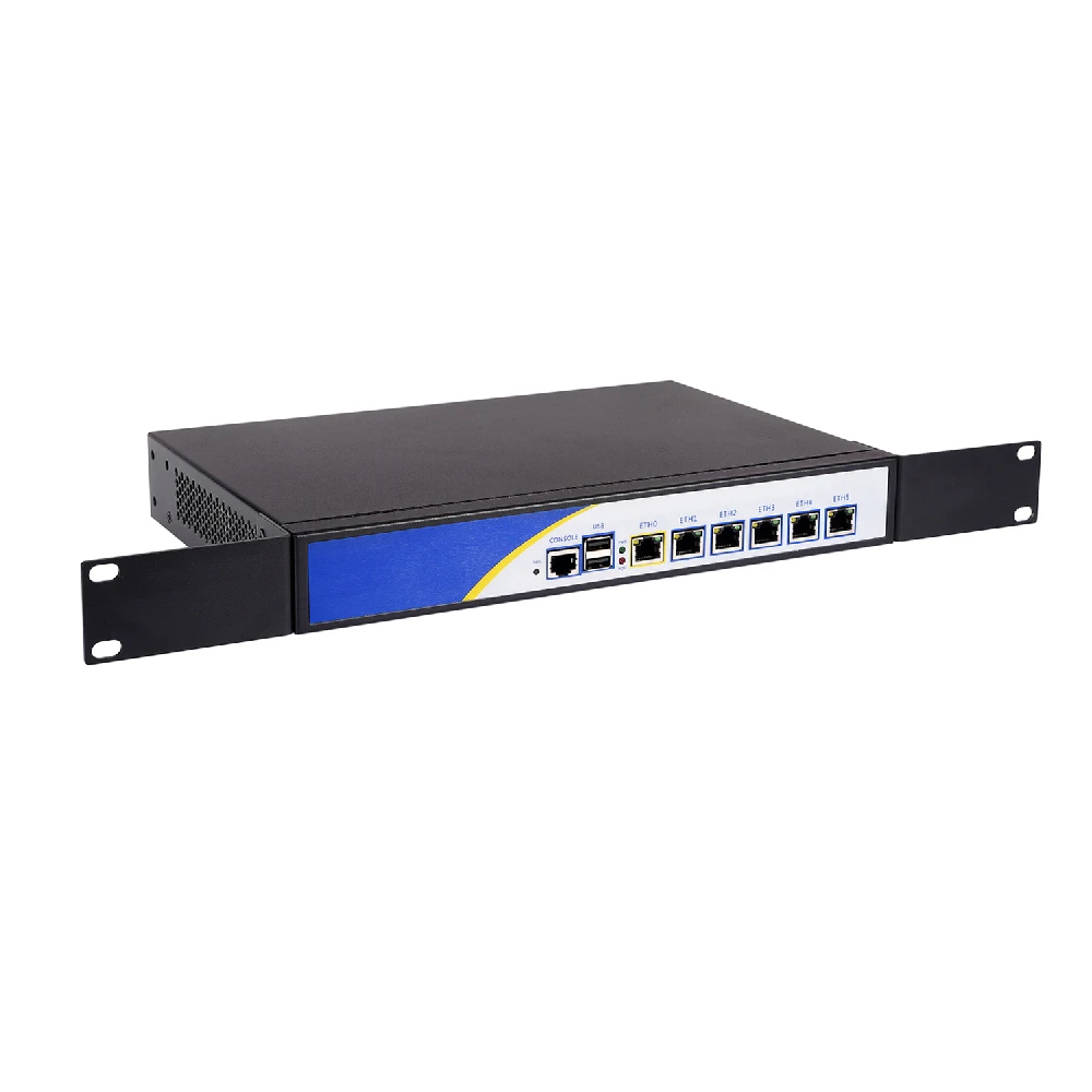 HUNSN Rackmontage-Mikro-Firewall-Gerät, Mini-PC, pFsense, Mikrotik, OPNsense, VPN, Router-PC, N100, RS03, AES-NI, 6LAN, 2 USB, COM, VGA