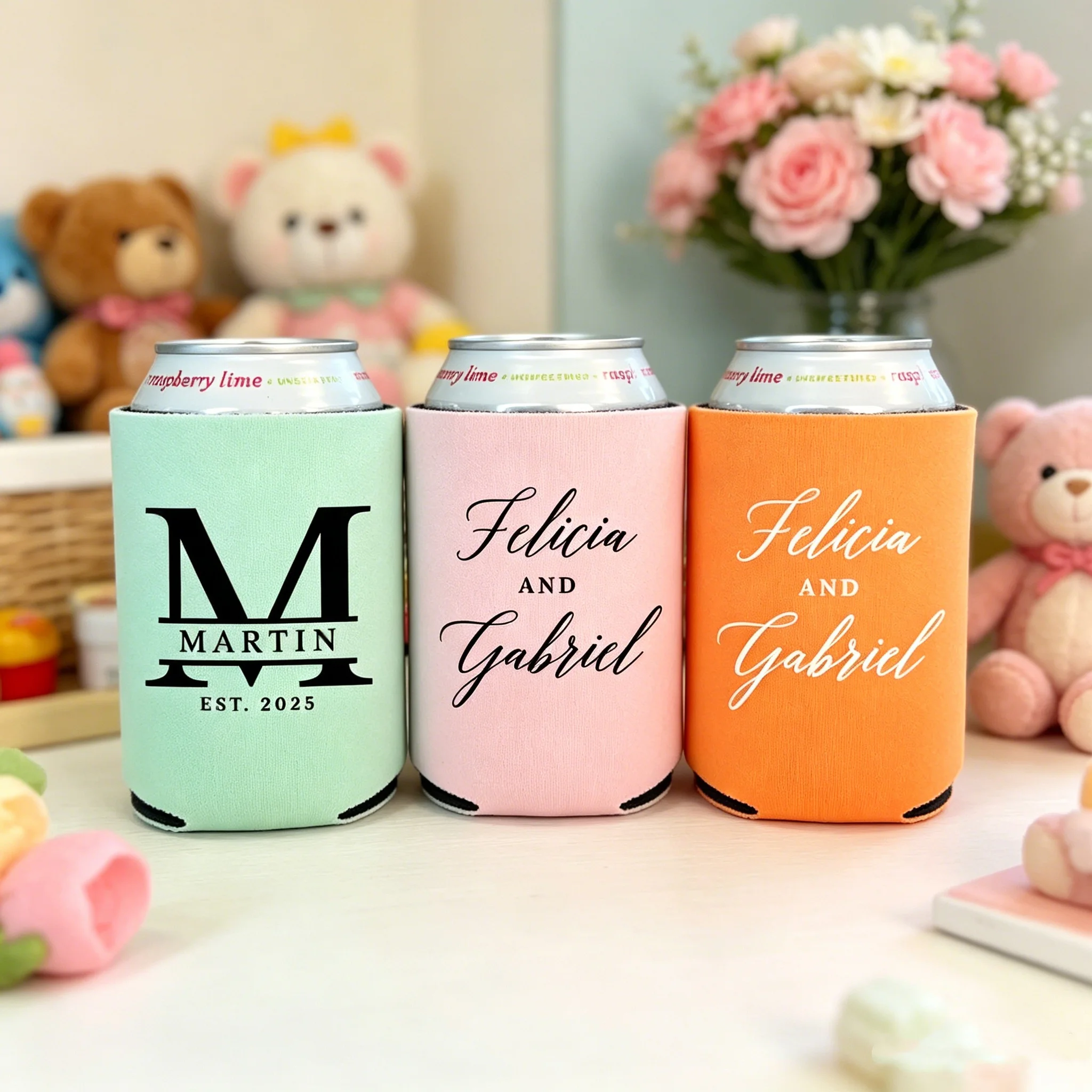 

10/20/30pcs Personalized Can Koozies Custom Drink Holders for Wedding Party