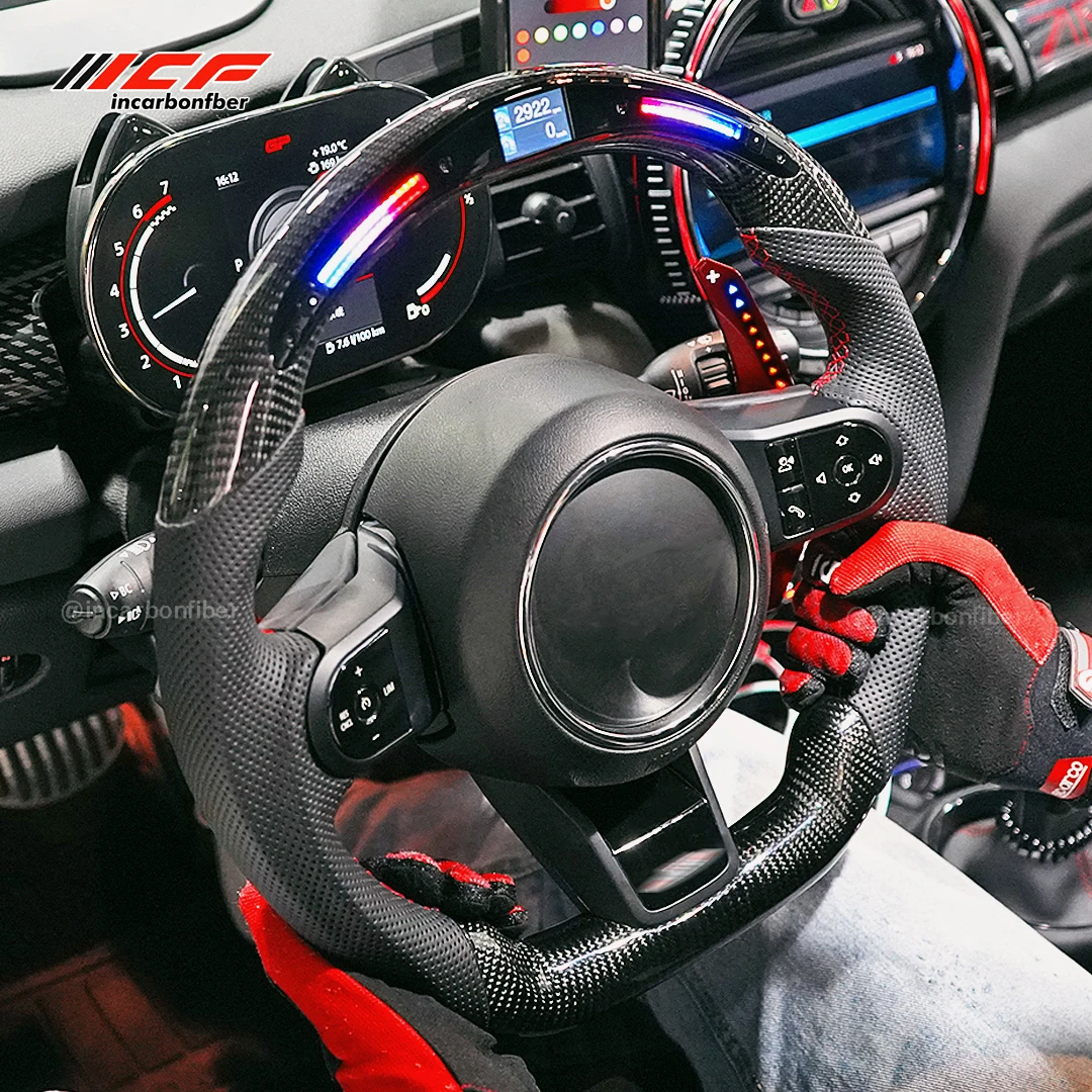 Carbon Fiber Customized LED Steering Wheel For Mini Cooper F55 F56 Countryman Clubman F58 F59 F60 F61