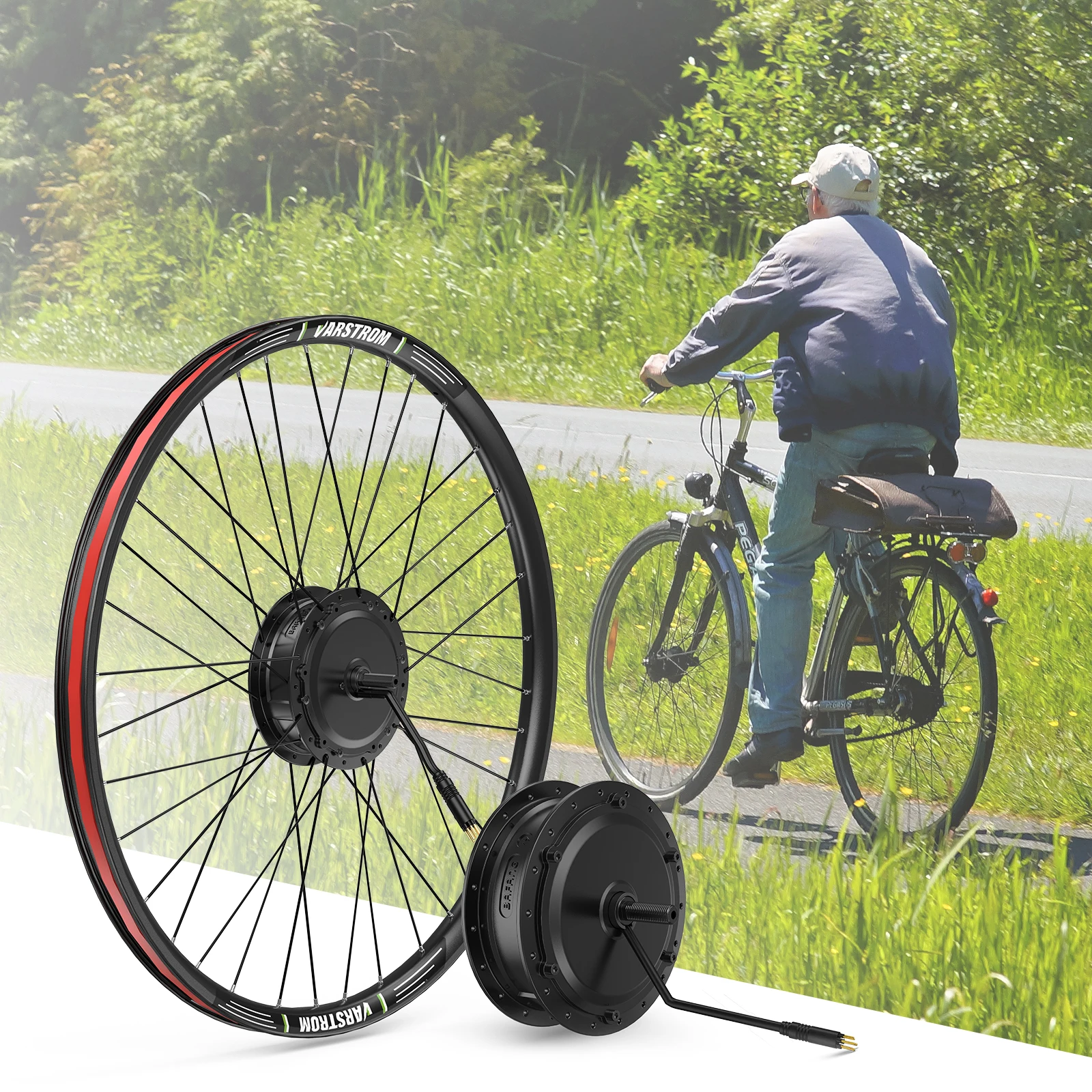[Disponibile in UE] Kit di conversione per bici elettrica con motore mozzo anteriore Varstrom 36V 250W VSF03 e motore mozzo posteriore VSR03, per ruote da 26'', 27.5'', 29'', 28'' e 700C, con schermo
