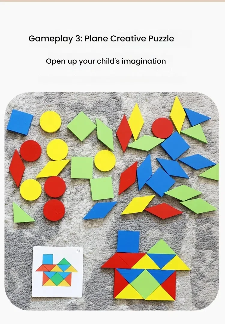 Montessori Spiegel Puzzle Spielzeug für Kinder Holz Frühe Pädagogische Spielzeug Logisches Denken Raum Training Gehirn Spiel Reise Spielzeug Geschenke – Detail 21