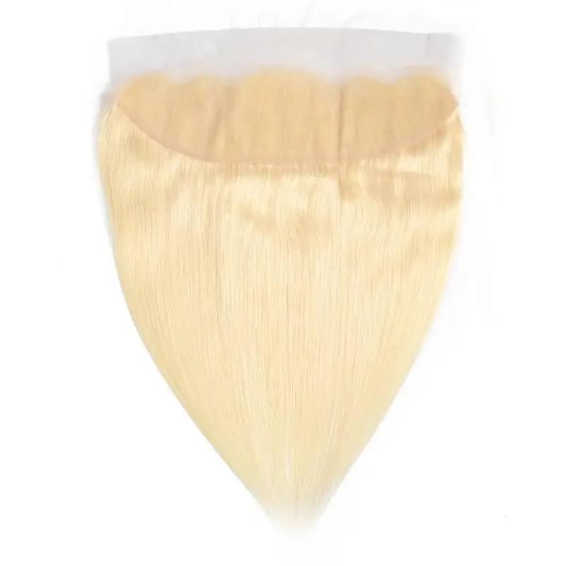 #613 Lace Frontal 13*4 Transparent Lace Straight Bleach Blonde Pre-plucked 13x4 Frontals Hand Tied Brazilian Hair 16 Inch