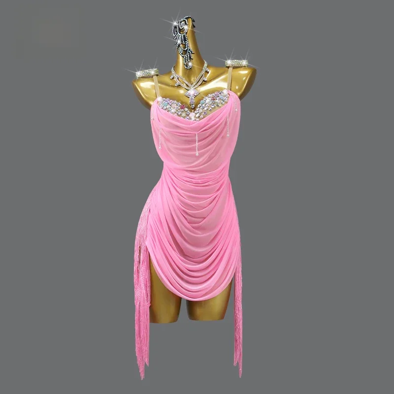 2026 Nieuwe Latin Dans Jurk Sexy Toneelkostuum Vrouwen Prom Avond Competitie Rok Prom Ballroom Pak Sport Prestaties Kleding - afbeelding 2