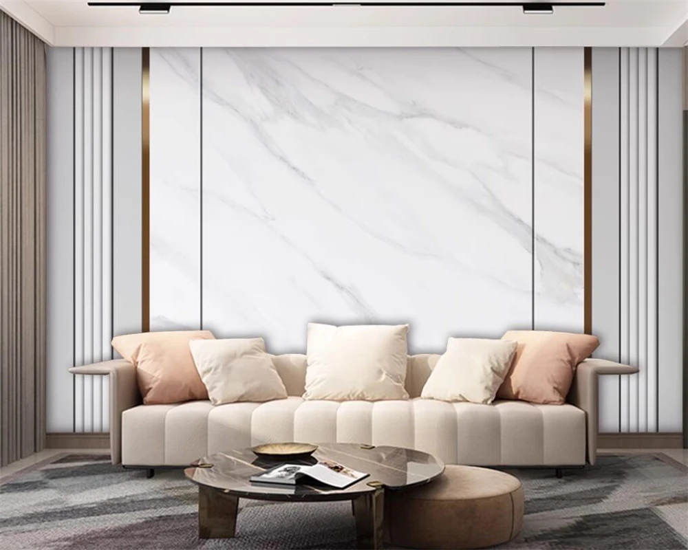 beibehang Customized TV background, modern new style living room wall paper   wooden fence marble background wallpaper