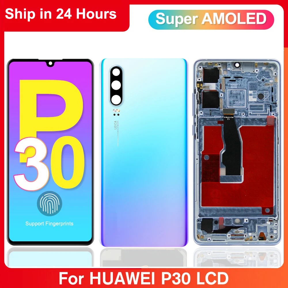 6.1 en effet Super Amoled pour Huawei P30 écran LCD ELE-L29 Hébergements eur d'écran tactile pour Huawei P30 avec remplacement d'écran d'empreintes digitales