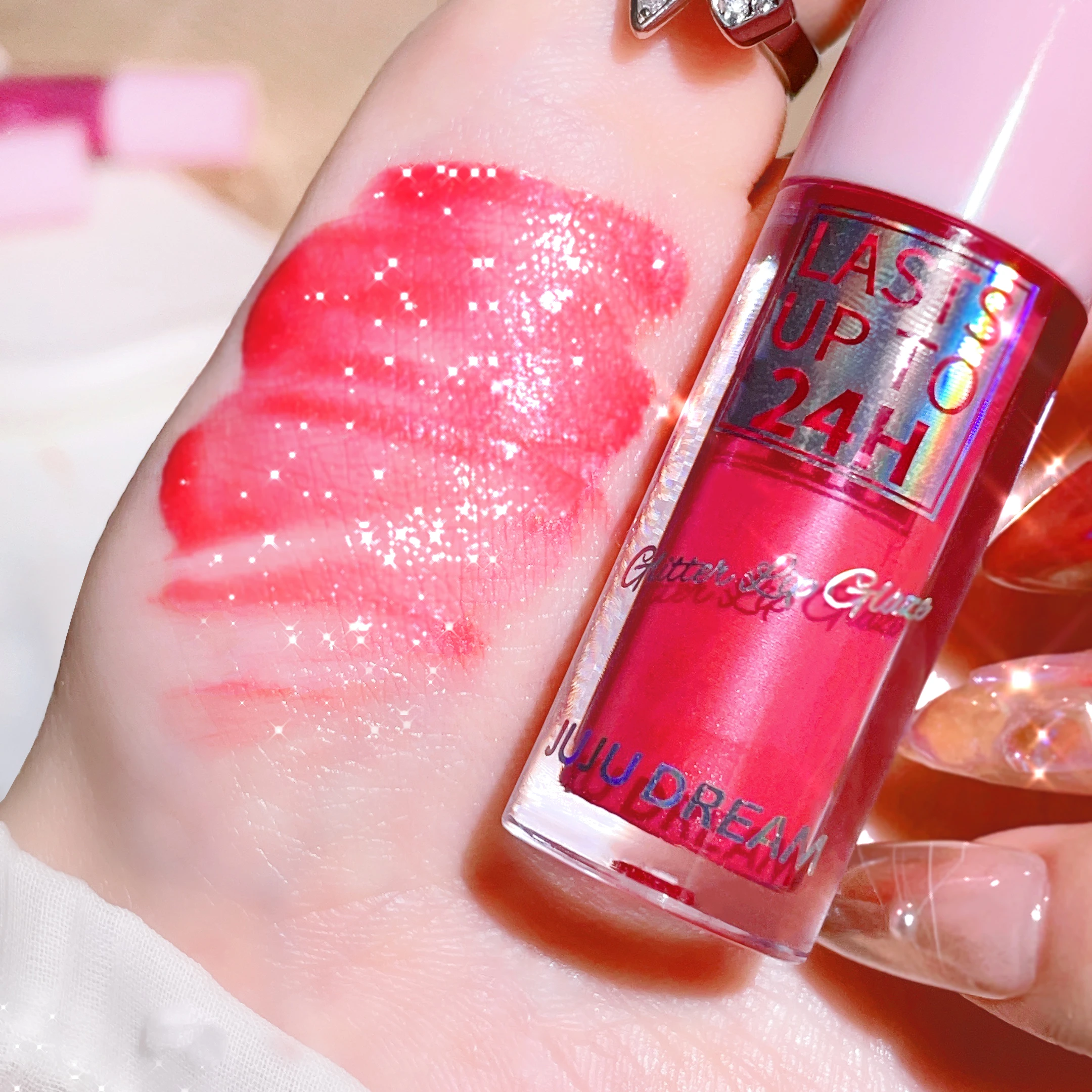 Shimmer Glitter Lip Gloss Waterproof Long‑wear Hydrating Lip Oil Plumping Glass Jelly Lips Soft Applicator Multi‑color Lip Tint Can Overlay Lipstick Daily Lip Makeup