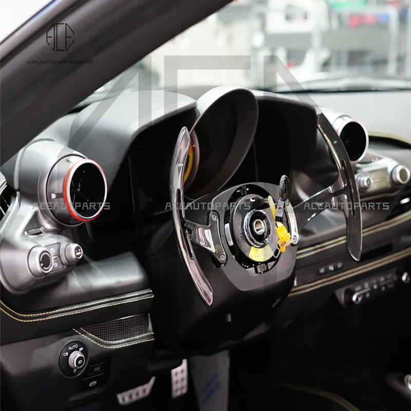 Full Carbon Fiber Steering Wheel Paddle Shifters For Ferrari 488 F8 296 812 SF90 FUV 2015+