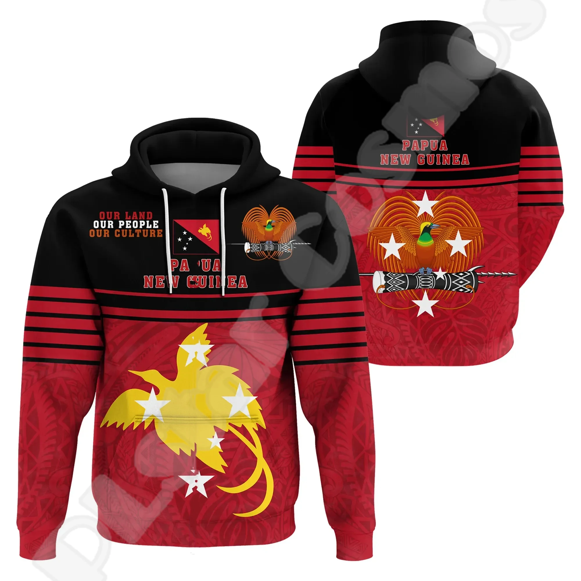 NewFashion Islands Country Flag Papua New Guinea Culture Tribal Tattoo Retro 3DPrint Pullover Harajuku Casual Hoodies Jacket MA2