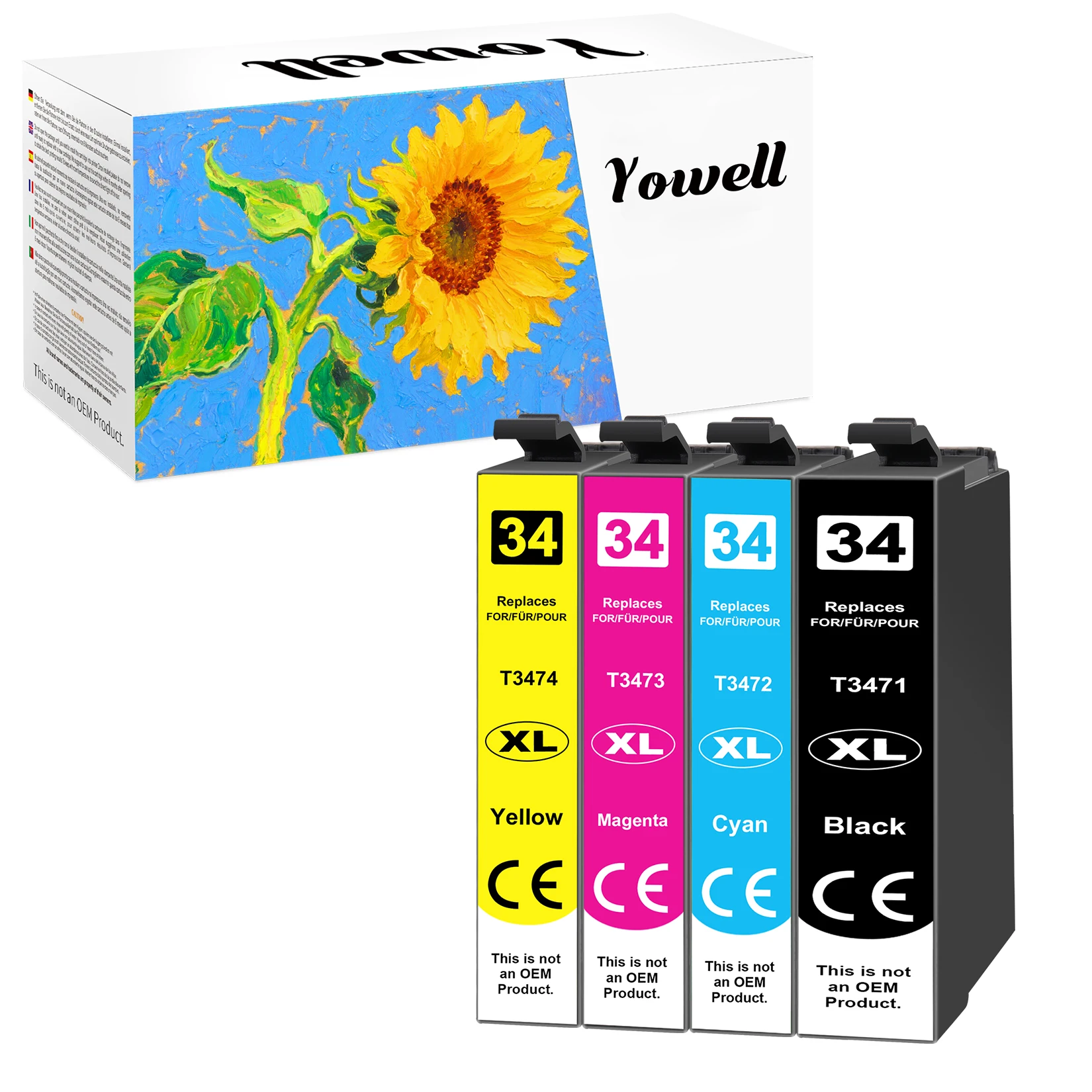 Yowell T34X T347XL T3471 T3472 T3473 T3474 Kompatible Tintenpatronen Kompatibel mit Workforce Pro WF-3720DWF WF-3725DWF – Detail 1