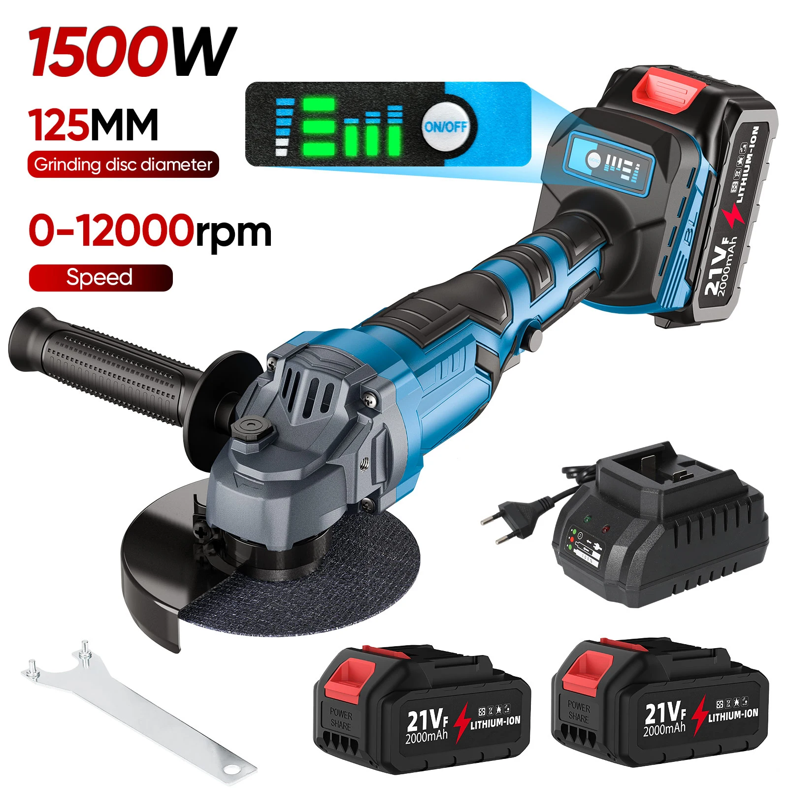 Amoladora angular eléctrica sin escobillas de 125MM, máquina cortadora Variable de 3 velocidades de 1500W, herramienta de carpintería para Pin de batería Makita de 18v