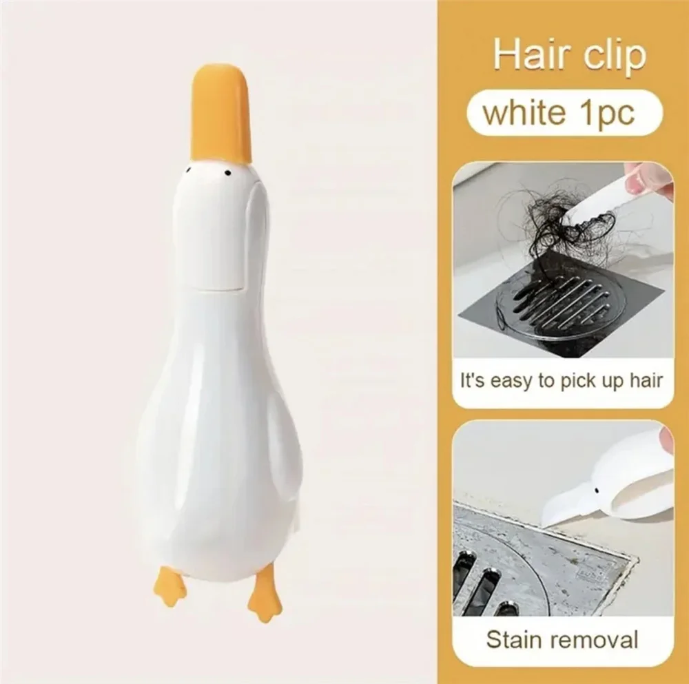 2-in-1 Cute Duck Shaped Double head Design No Nail Cleaning Clip Dust Stain Removal Shovel Bathroom Cleaner Drainage Hole Tool