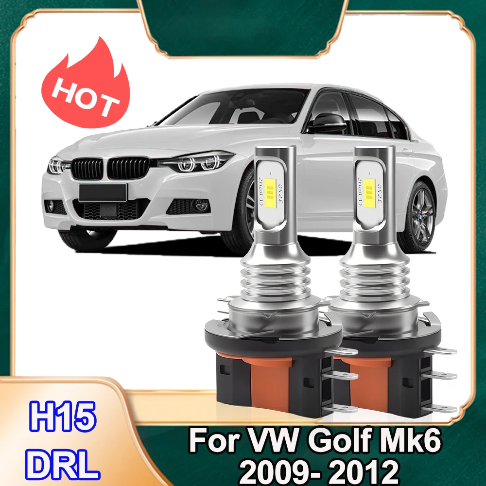 

2 шт. 3570 CSP чипы H15 светодиодные лампы 120 Вт 10000LM автомобильные фары дневные ходовые огни автомобильные фары для VW Golf Mk6 2009-2012