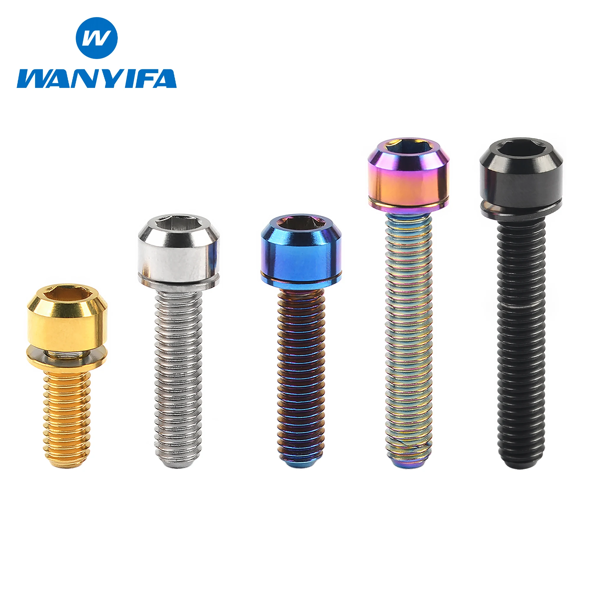 Wanyifa Titanium Bolt M6x16 18 20 25 35mm Socket Head Screw with Washer for Bicycle Disc Brake Adapter Mount Bicycle Screws