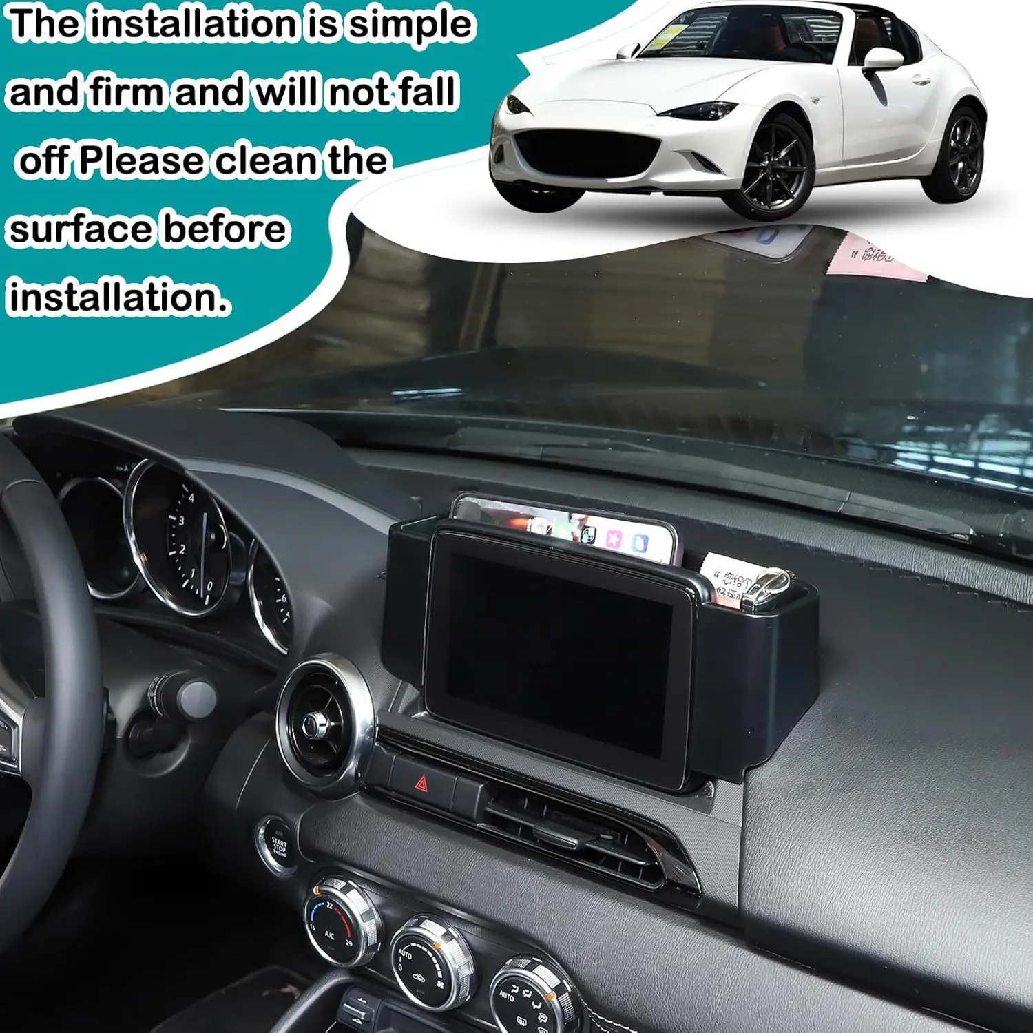 

ABS автомобильный центральный экран навигации задний ящик для хранения для Mazda MX-5 Miata ND 2016-2023 лоток для телефона аксессуары для интерьера