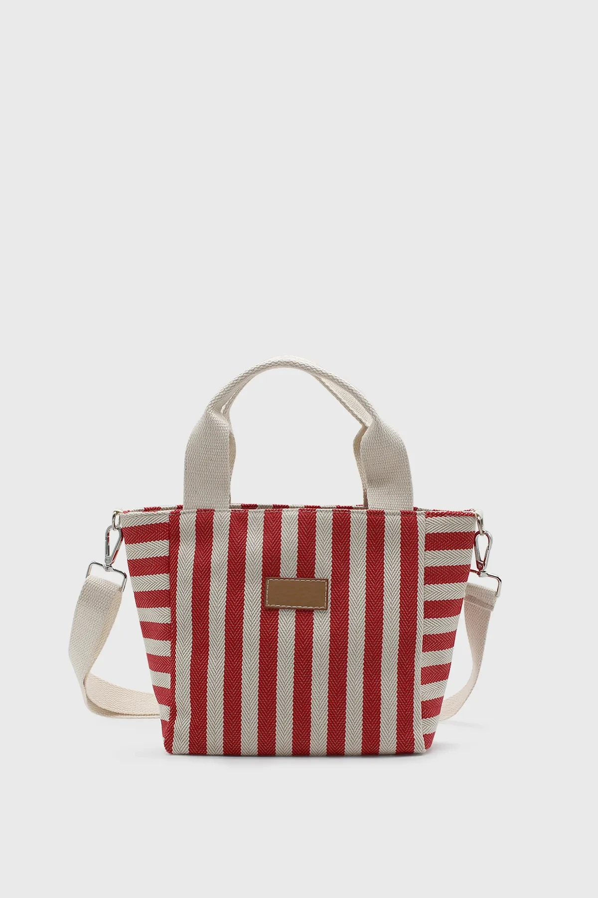 Red White Striped Mini Linen Tote Bag Mini Handbag Shoulder Bag Bag For Mother Women Lunch Casual Summer Fashion 2024