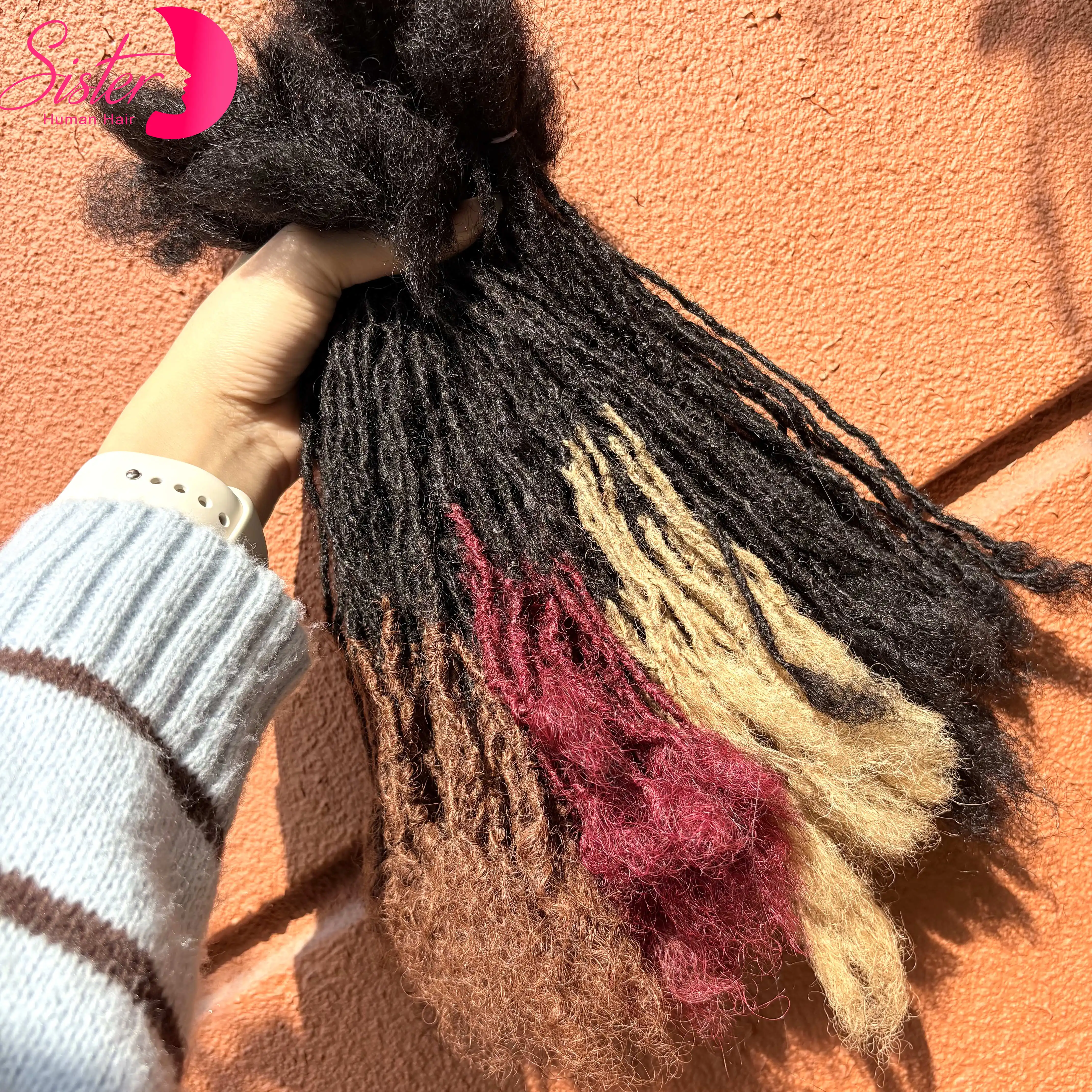 Colored 10inch 0.2cm Handmade Inter Loc Extension Human Hair Permanent Micro Locs Extensions Natural Looking Soft Sisterlocks