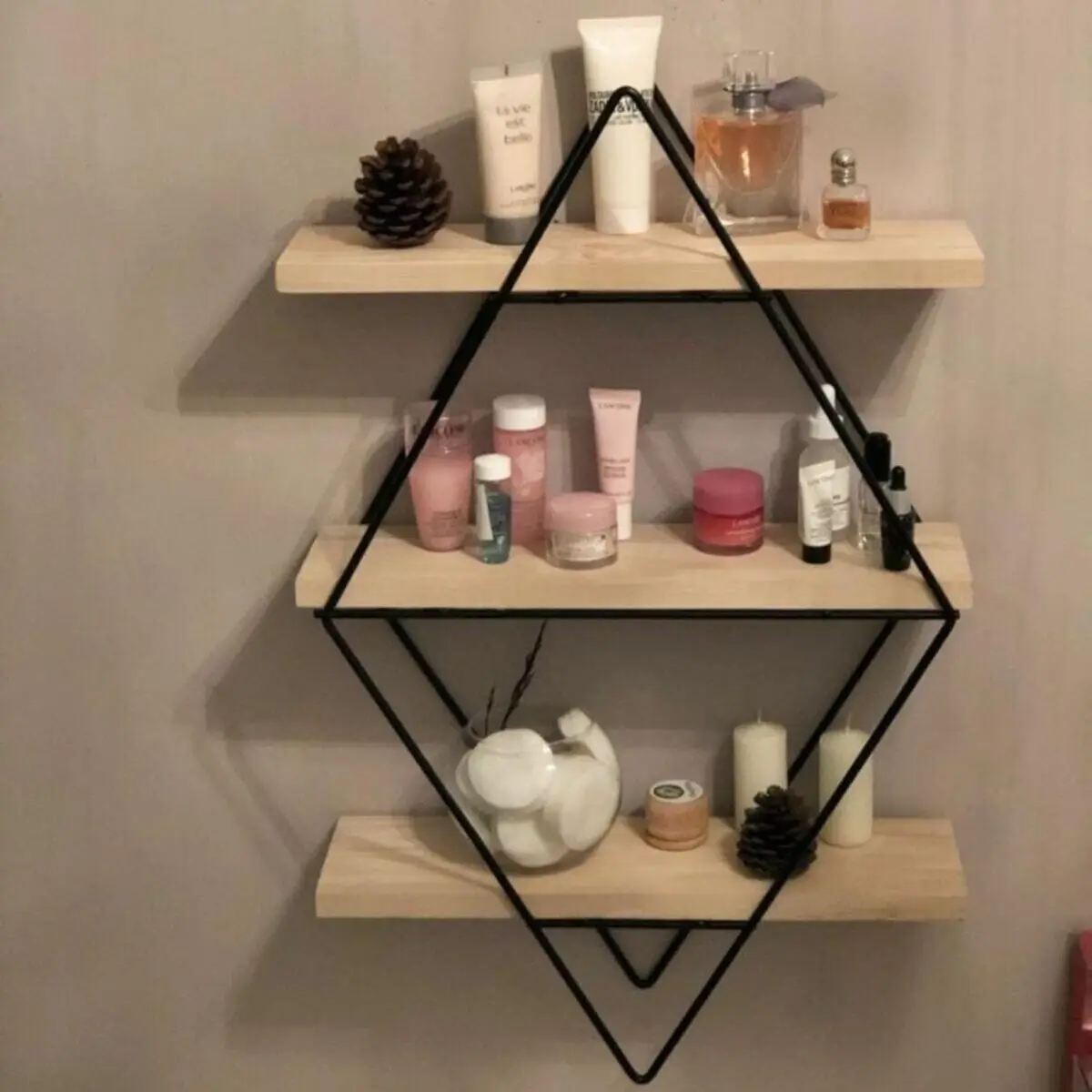 Decorative Large Size Prism Wall Shelf Home Living Room Kitchen Bathroom Wall Shelf Bookshelf Accessory Storage and Organization