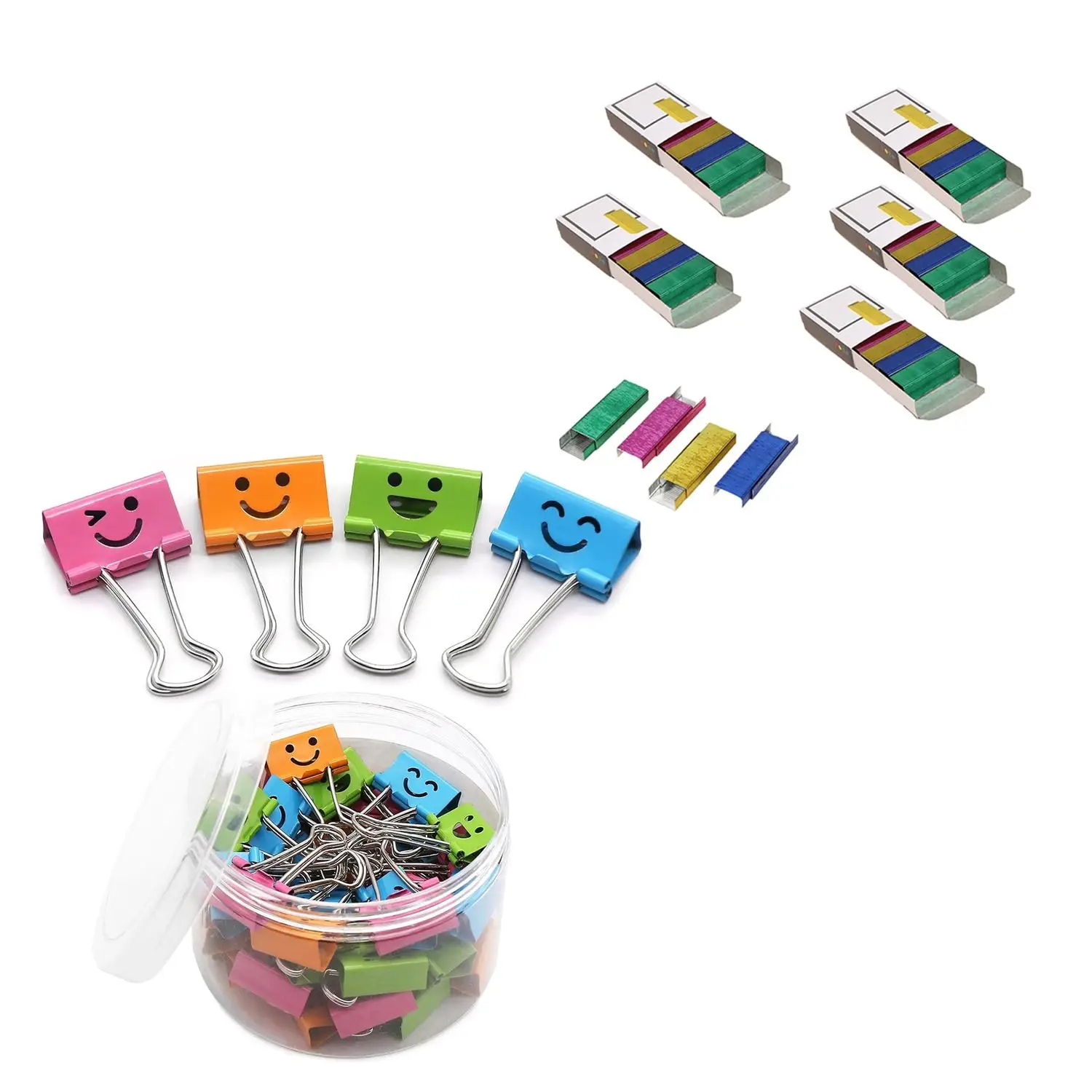 Color Staples & 5 Sets 800Pcs/Box, Office Staples Cute Mini Staples Accessories, Refills Standard Staples, For Office And Study