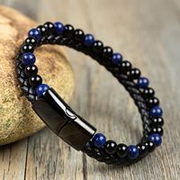 Tiger's Eye Bracelet-Black Obsidian Strength Calming Healing Stone Men's Bracelet-Spiritual Protection Balance Meditation Bracel