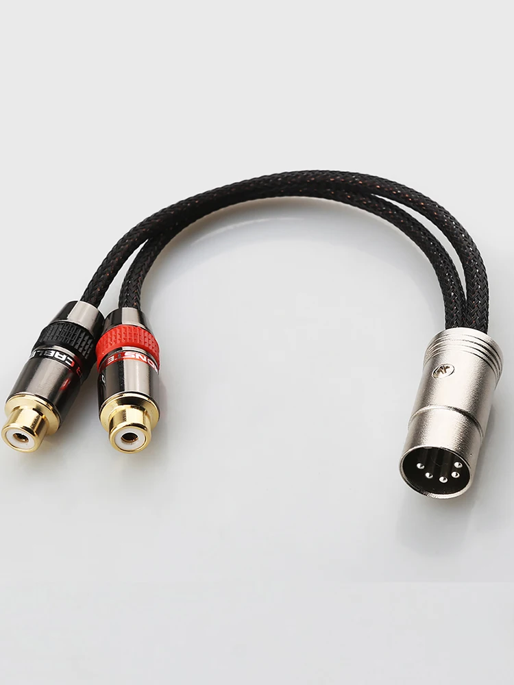 Adapter audio 5-pin DIN na 2 RCA męski-żeński, posrebrzany kabel OFC HiFi do gramofonu, odtwarzacza CD, wzmacniacza w stylu vintage. — zdjęcie produktu 7