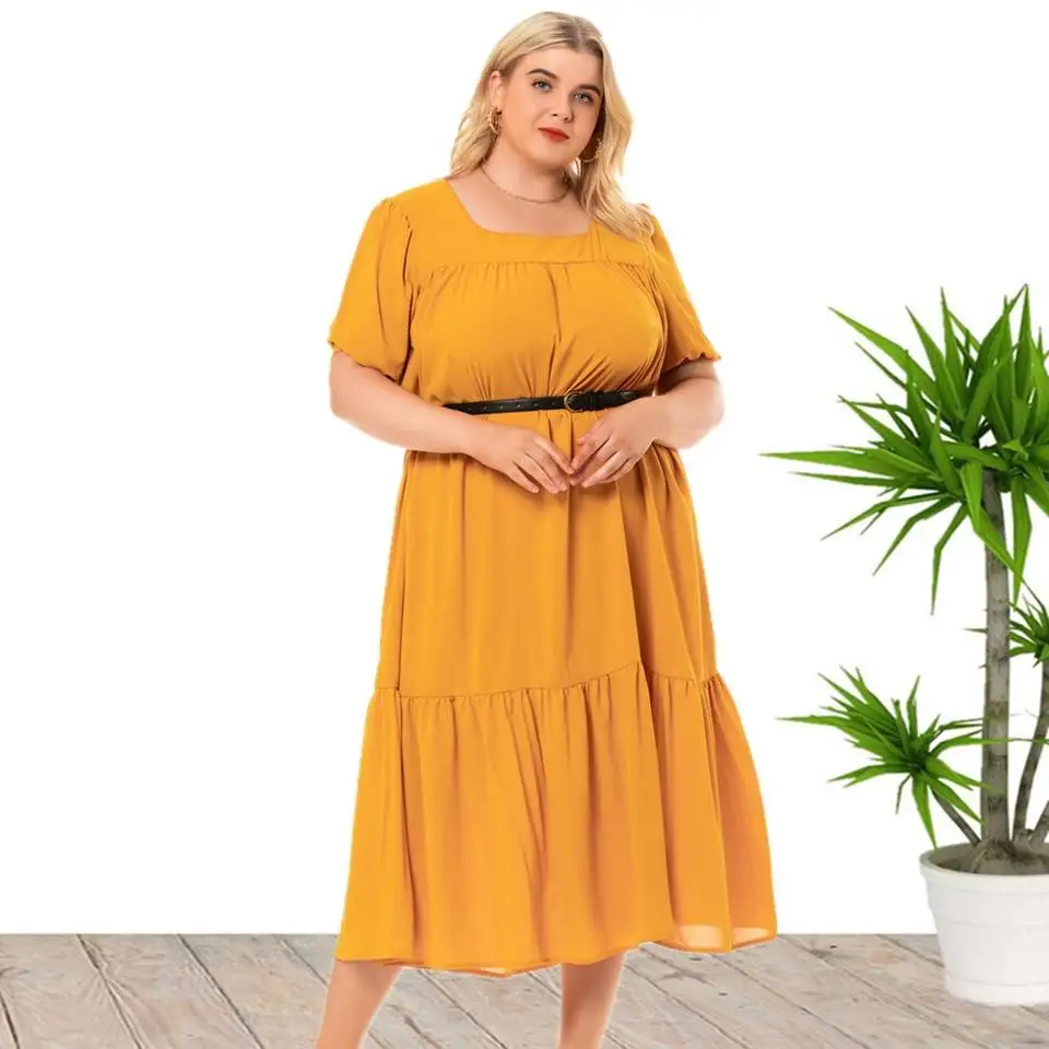 Robes d\'été décontractées à manches courtes pour femmes, grande taille, vente en gros, chine