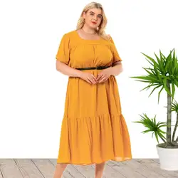 Robes d'été décontractées à manches courtes pour femmes, grande taille, vente en gros, chine