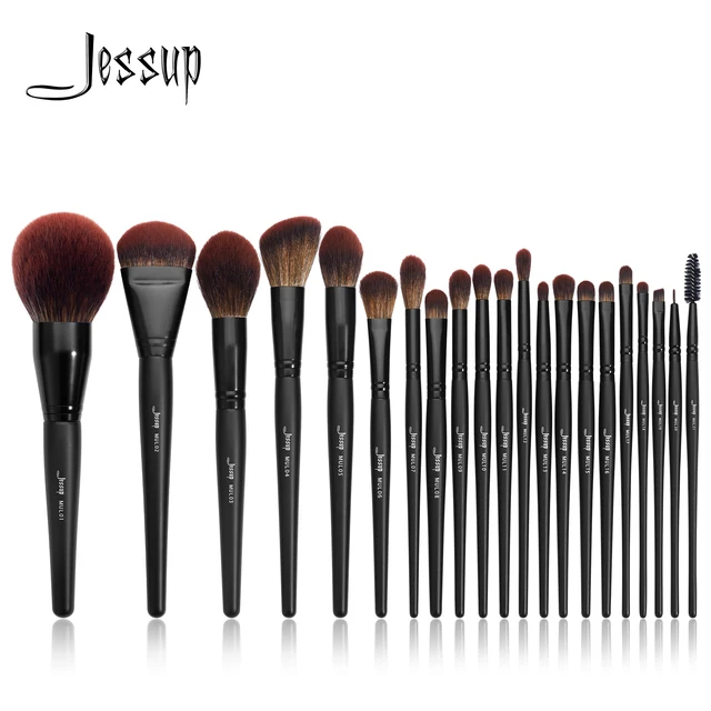 Jessup zestaw pędzli do makijażu 3-21 sztuk Premium syntetyczny duży puder podkład korektor cień do powiek Eyeliner Spoolie drewniany T271