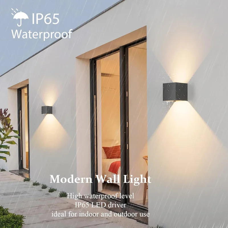 Aluminio LED Lampara Apliques de luz para pared Impermeable IP65,Aplique Pared Luz Exterior/Interior Ángulo de Luz Ajustable ,6W 12W Lámparas De Pared Para Dormitorio, Sala De Estar, Pasillo, Jardin Iluminacion Hogar