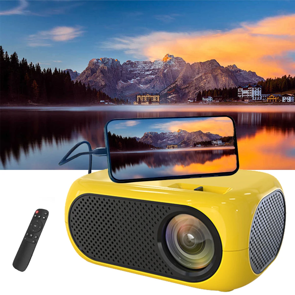 Portable Mini Projector, Compact LED Projector With Speaker, USB Powered, Remote Control  for Outdoor Camping/Home/Office Use