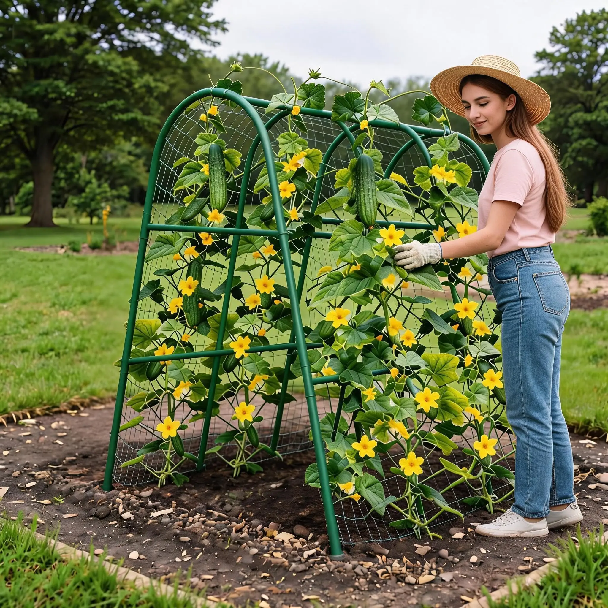 Metal Garden Arch Trellis, 5.4Ft Black for Raised Beds, Plant Support for Cucumbers & Climbing Vegetables