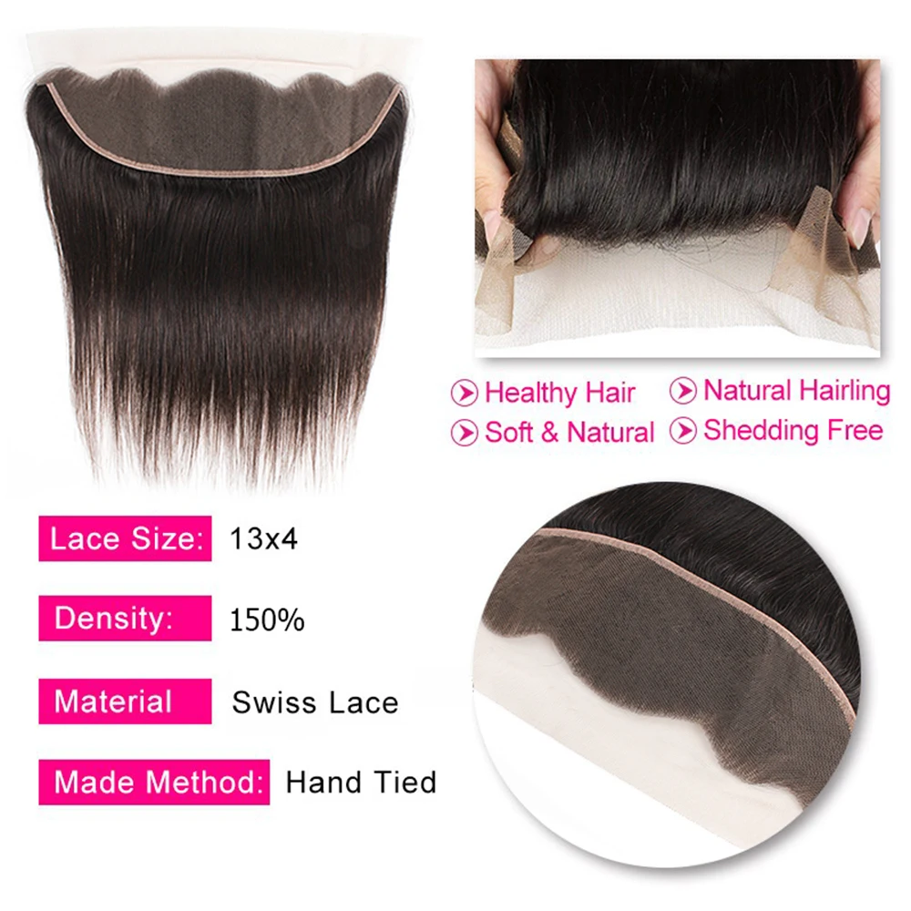 13x4 4x4 HD الدانتيل إغلاق مع حزم الشعر البشري فراق عميق تذوب جلود البرازيلي شعر طبيعي مفرود ملحقات 3/4 حزم