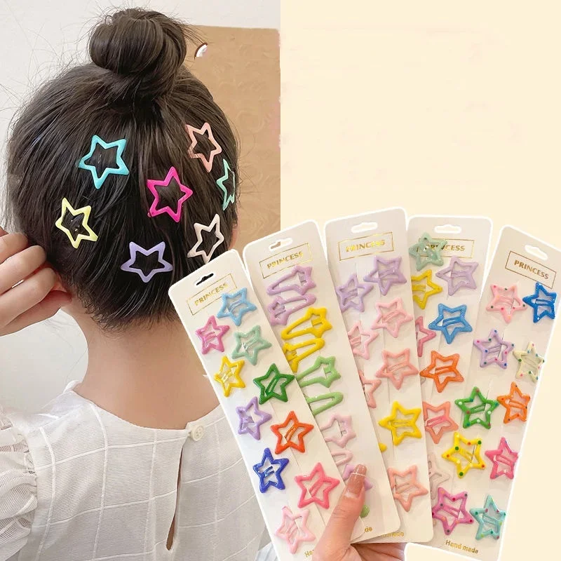 10pcs/set Cute Colorful Star Waterdrop Shape Hair Clips For Girls Children Lovely Hair Decorate Hairpins Kids Hair Accessories