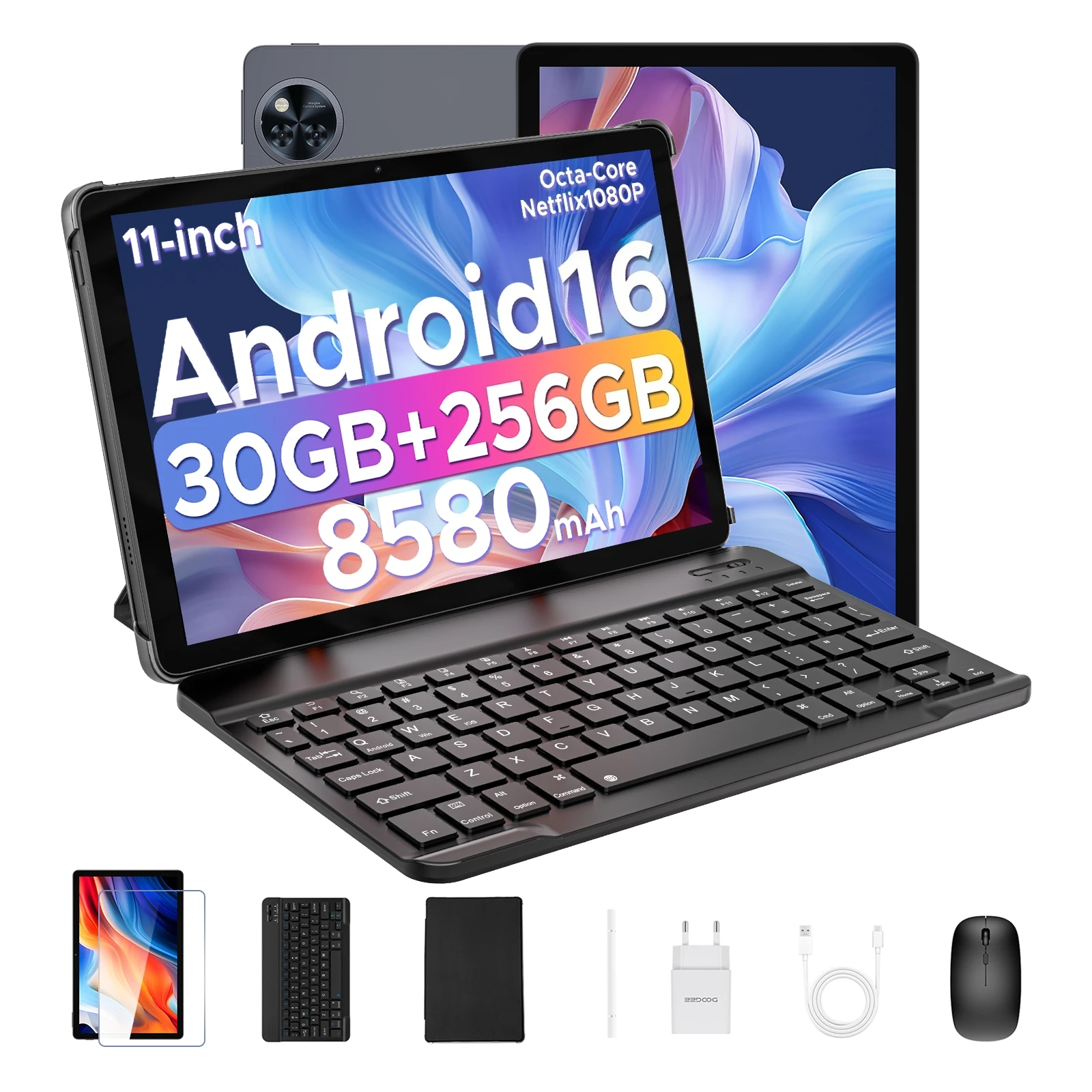 DOOGEE U11 Pro Android 16 Tablet 30GB(6+24) 256GB 11" HD 90Hz Scherm Unisoc T7200 octa-core 8580mAh Batterij 13+5MP Widevine L1