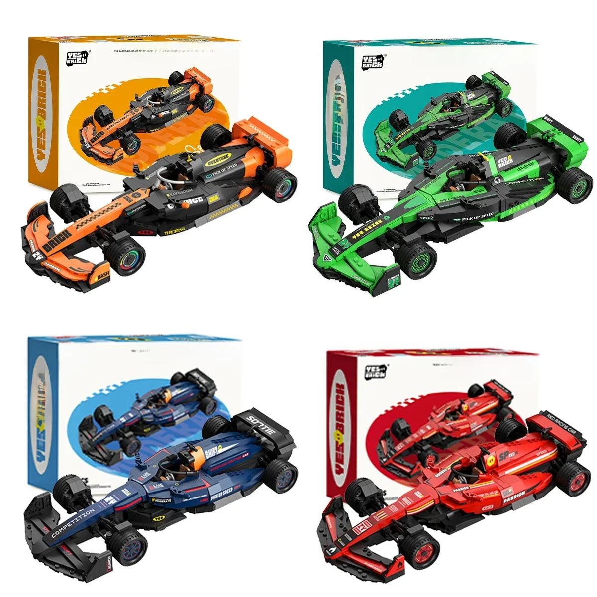 Ensemble de blocs de construction de modèle de voiture de course de formule F1, adapté comme un cadeau d'anniversaire pour les garçons et les enfants.