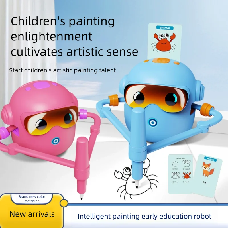 Interactive Educational Drawing Robot Learning Toy for Kids With 100 Cards Children Enlightenment Learning Smart Painting Toys