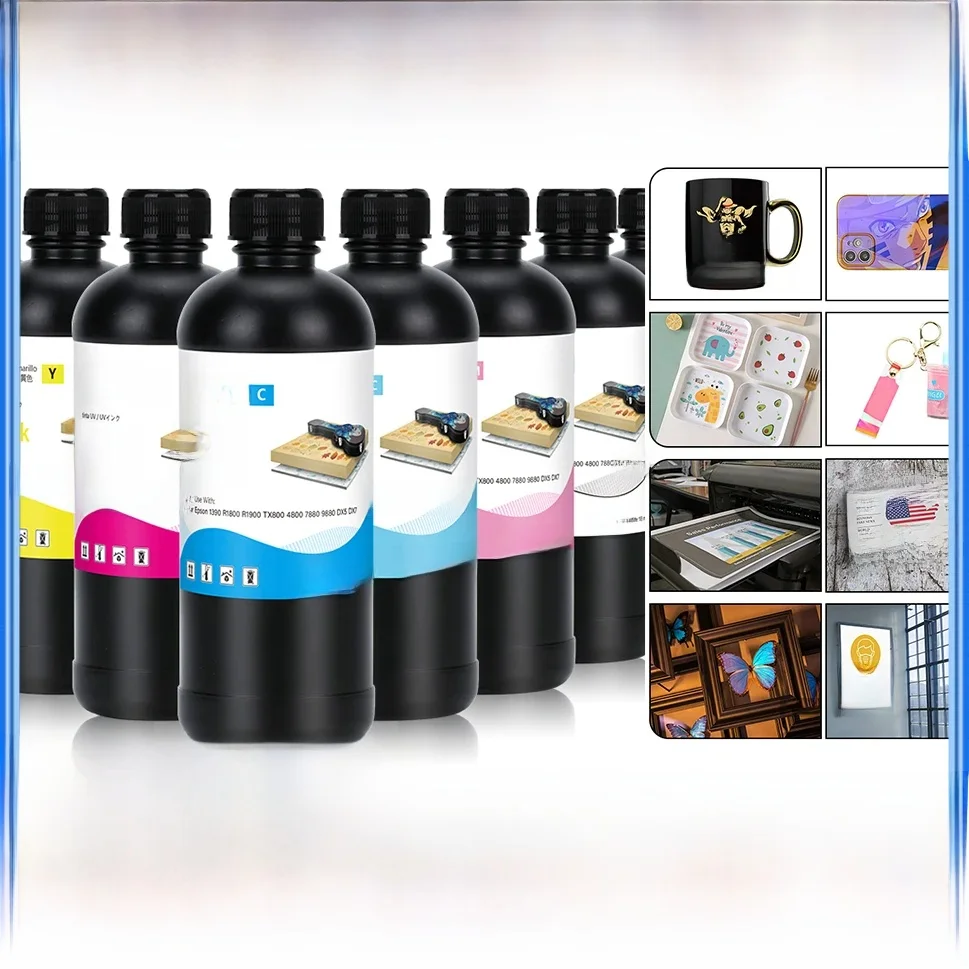 500ml tuszu LED UV do wszystkich płaskich drukarek UV Epson, do modeli Epson 1390 R1800 R1900 TX800 4800 7880 9880 DX5 DX7 — zdjęcie produktu 7