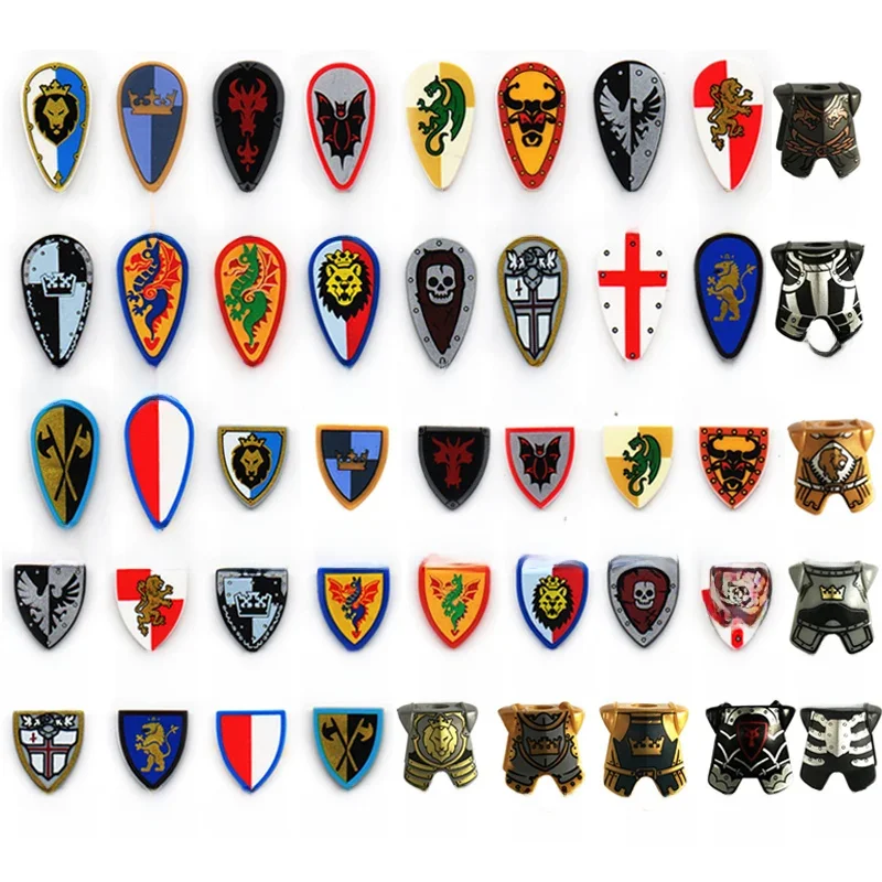 Blocs de construction militaires médiévaux, figurines de soldats, cadeaux, accessoires d'armes, bouclier, armure, jouets pour enfants et adultes