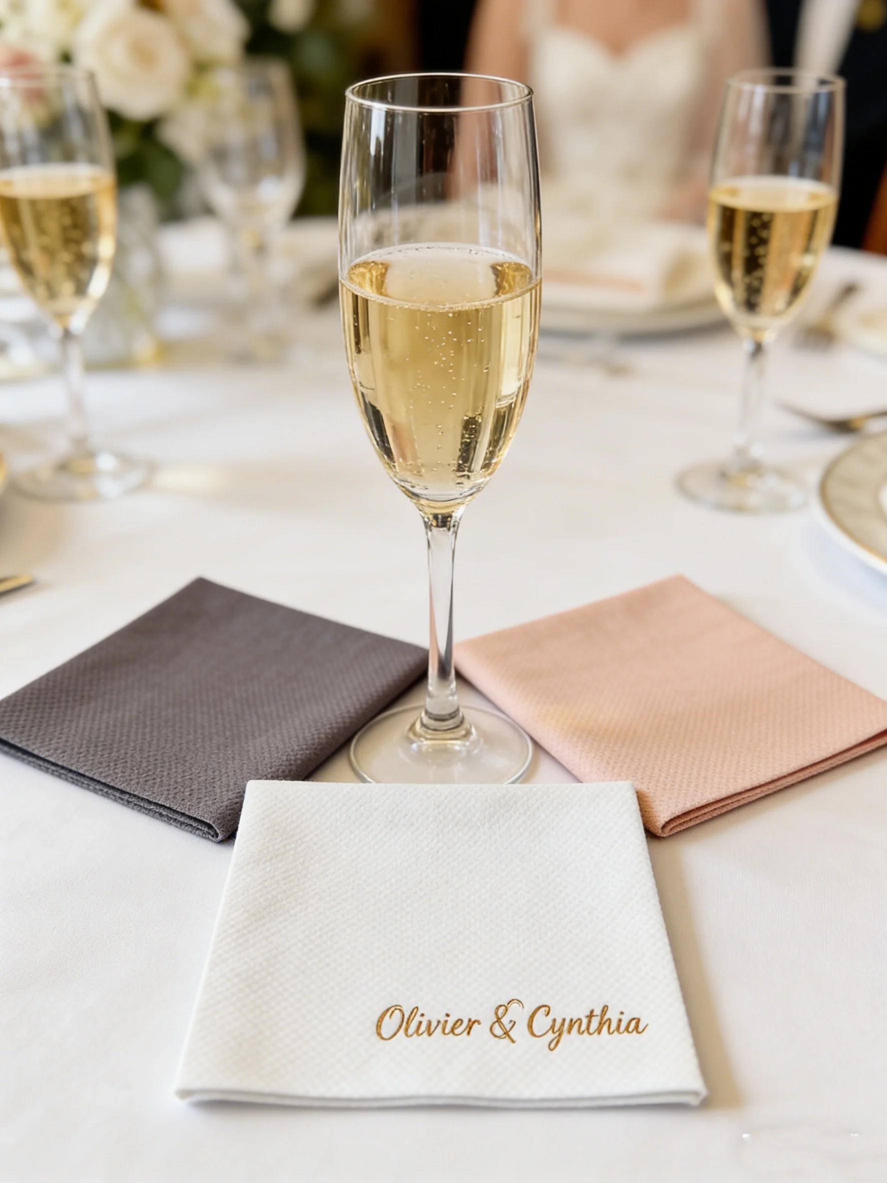 

50PCS Personalized Monogram Cocktail Napkins, Custom Disposable Napkins for Wedding, Rehearsal Dinner & Anniversary Celebration