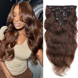 8Pcs One Set Clip In Hair Extensions Natural Wave Hair Clip Ins Double Weft Straight Extensions