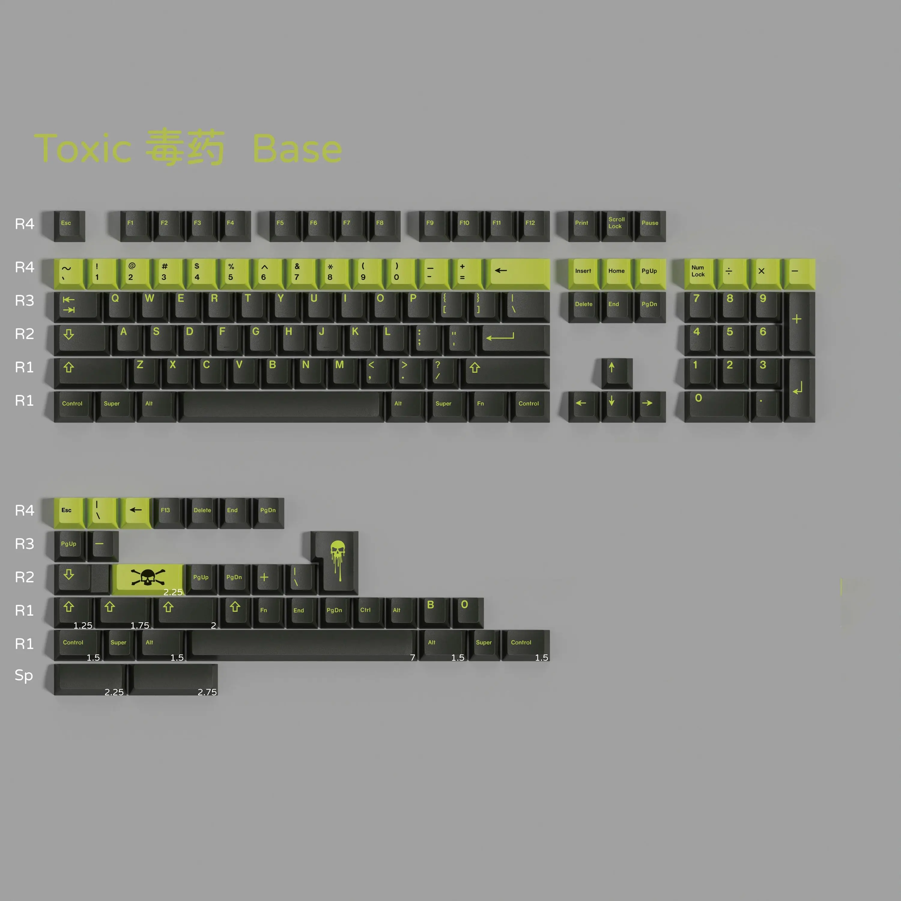 PBT GMK Toxic Keycaps Set Cherry Profile 5-side Sublimation Keycap For MX Switch Mechanical Keyboard 2.25U 2.75U Split Spacebar
