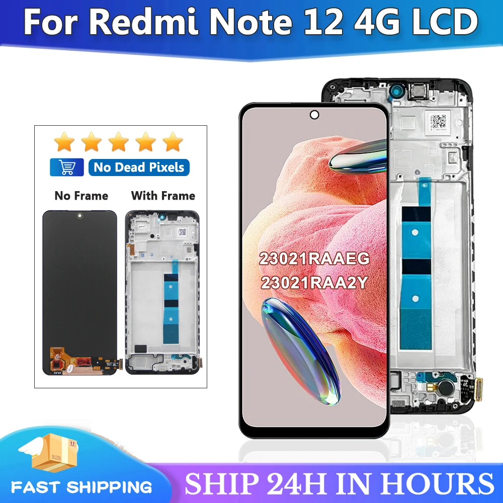 

6,67 ''AMOLED для Xiaomi Redmi Note 12 4G LCD 23021RAAEG, 23021RAA2Y сенсорный экран дигитайзер для Redmi Note12 4G ЖК-дисплей